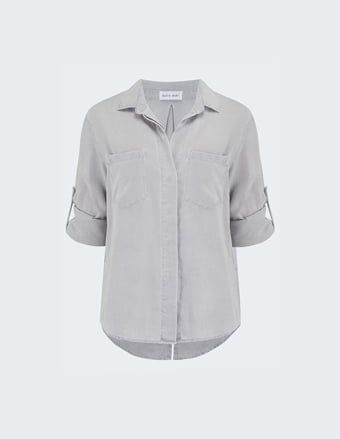 Split Button Down Shirt In Foggy Sky