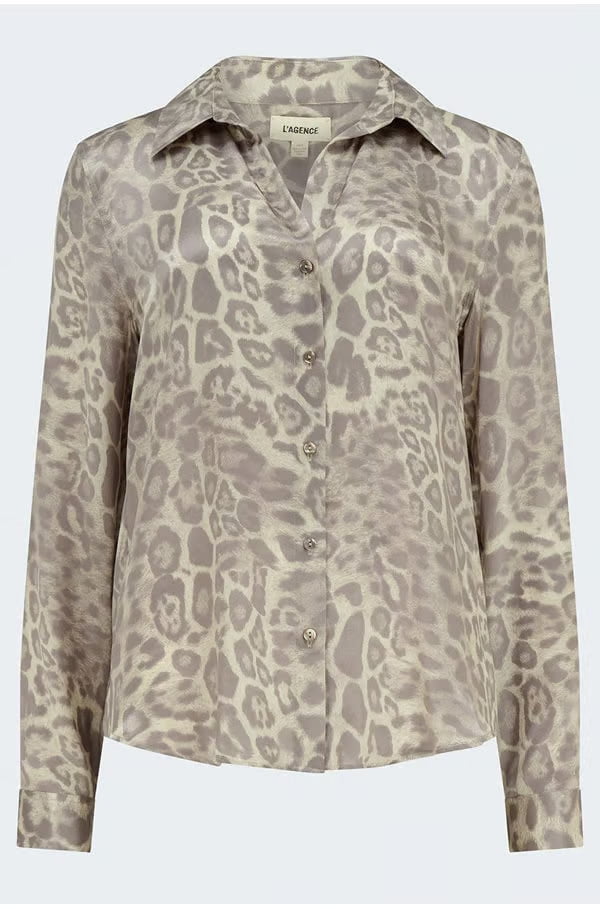 tyler blouse in grey leopard