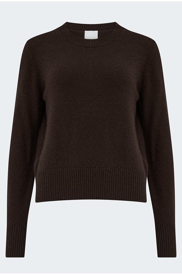 cashmere crew neck jumper in chocolate