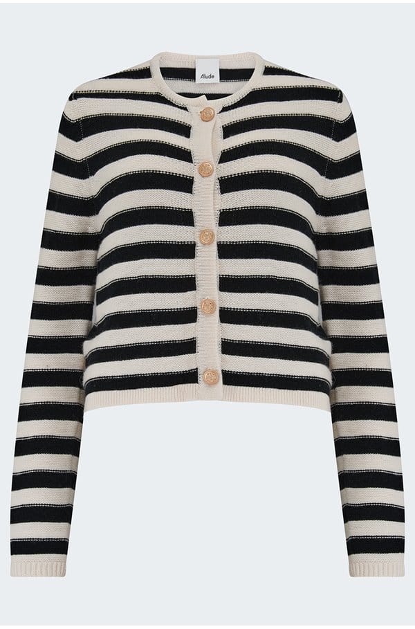 striped cardigan in cream black