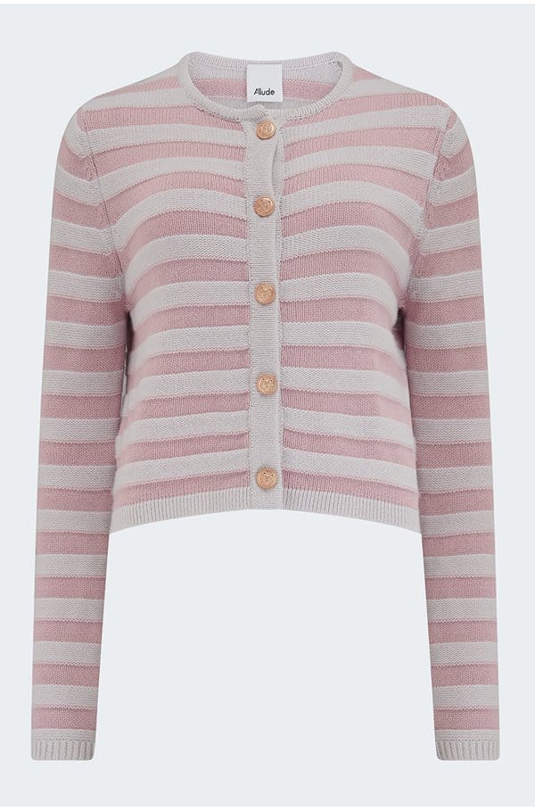 striped cardigan in cream pink