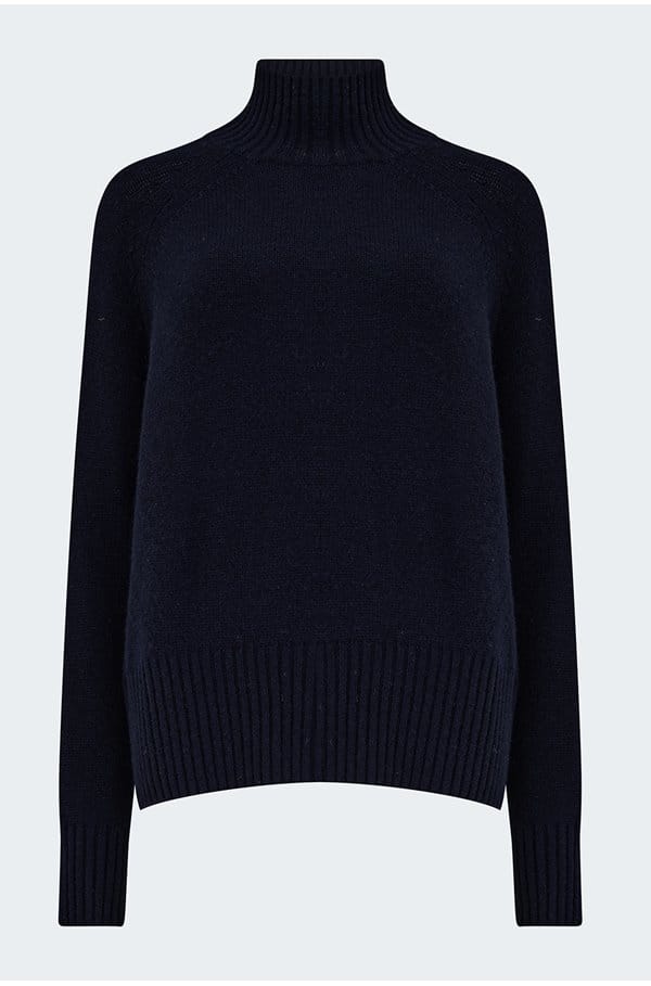 turtleneck in navy