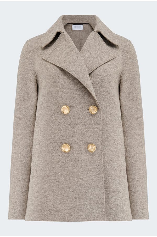 peacoat with gold buttons in natural casha