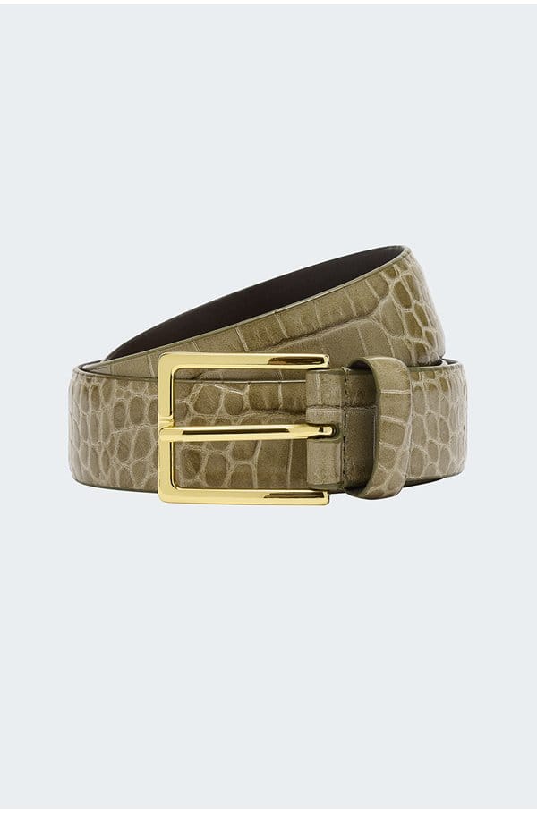 snakeskin belt in light green