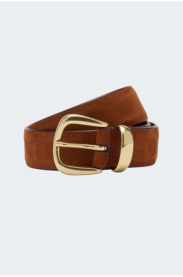 nubuck western belt in chestnut