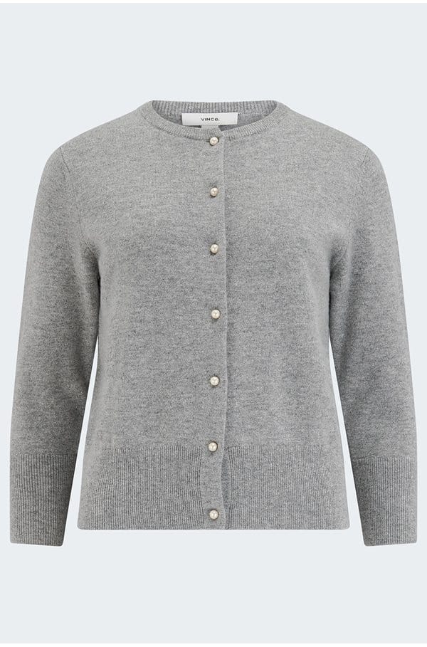 pearl cardigan in mid grey