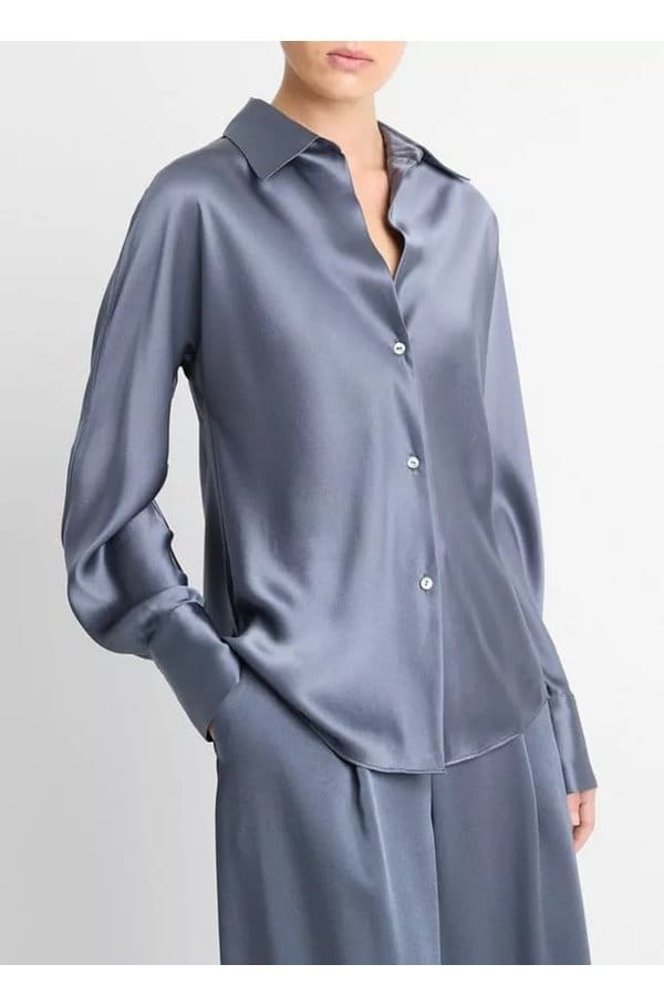 bias long sleeve blouse in iris water