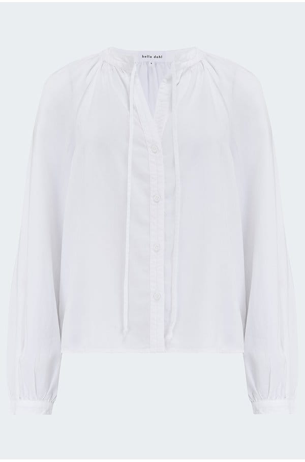 full sleeve raglan button down in white