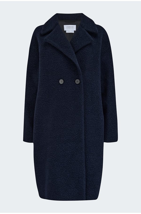 dropped shoulder coat in navy