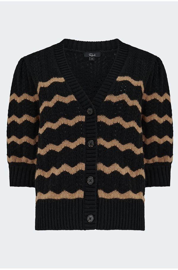 isla cardigan in black camel stripe