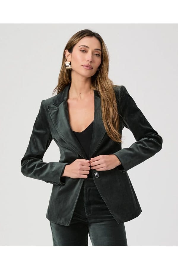 chelsee blazer in dark spruce velvet