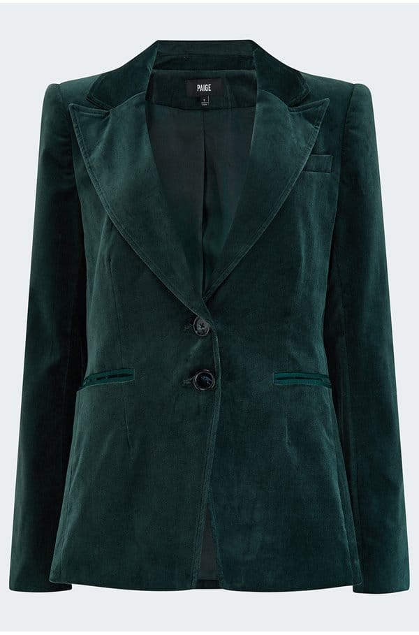 chelsee blazer in dark spruce velvet