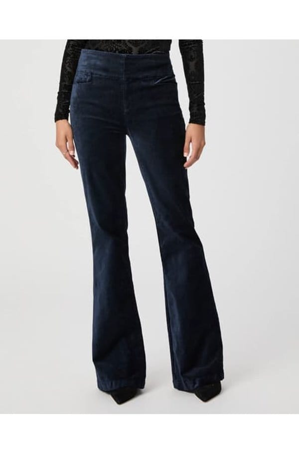 high rise lou lou flared pant in deep navy