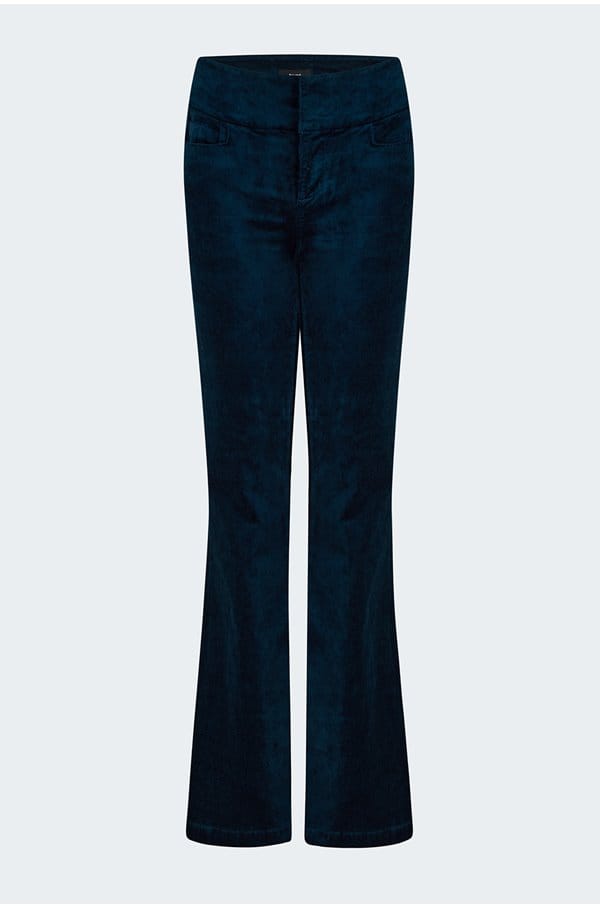 high rise lou lou flared pant in deep navy