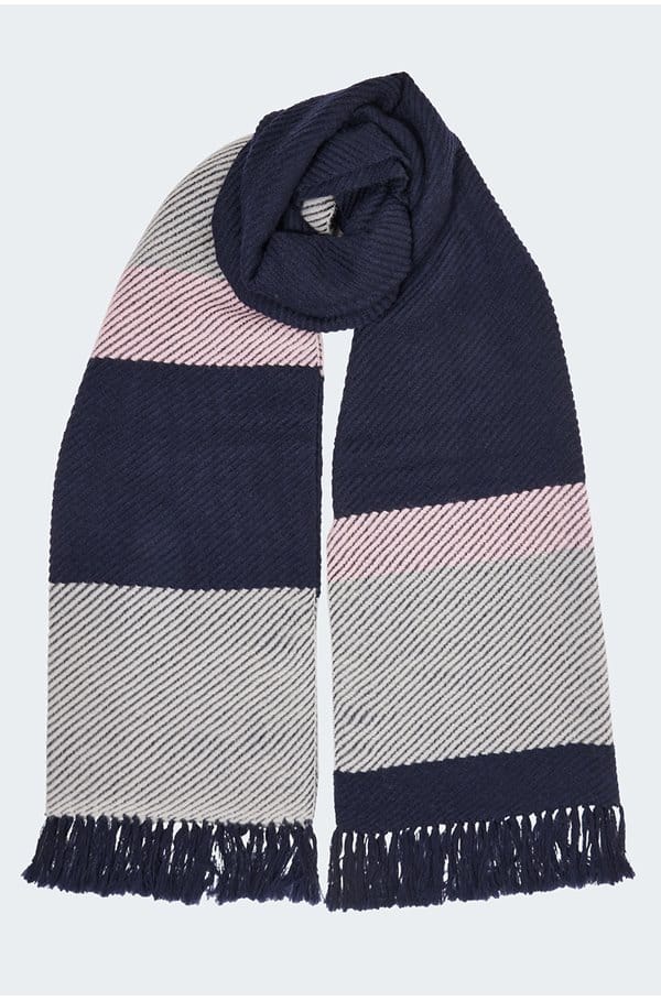 mica scarf in navy grey pink