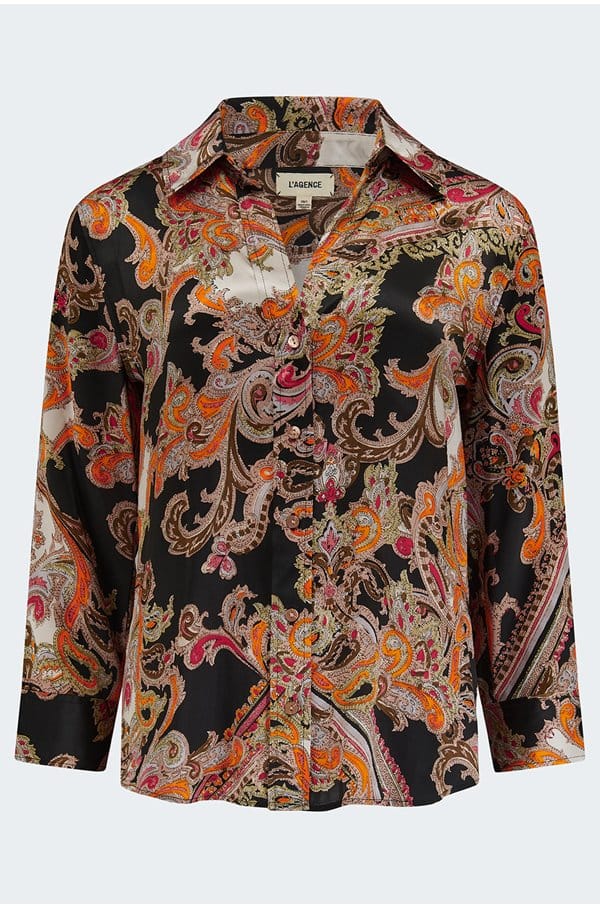 dani blouse in tonal tan paisley