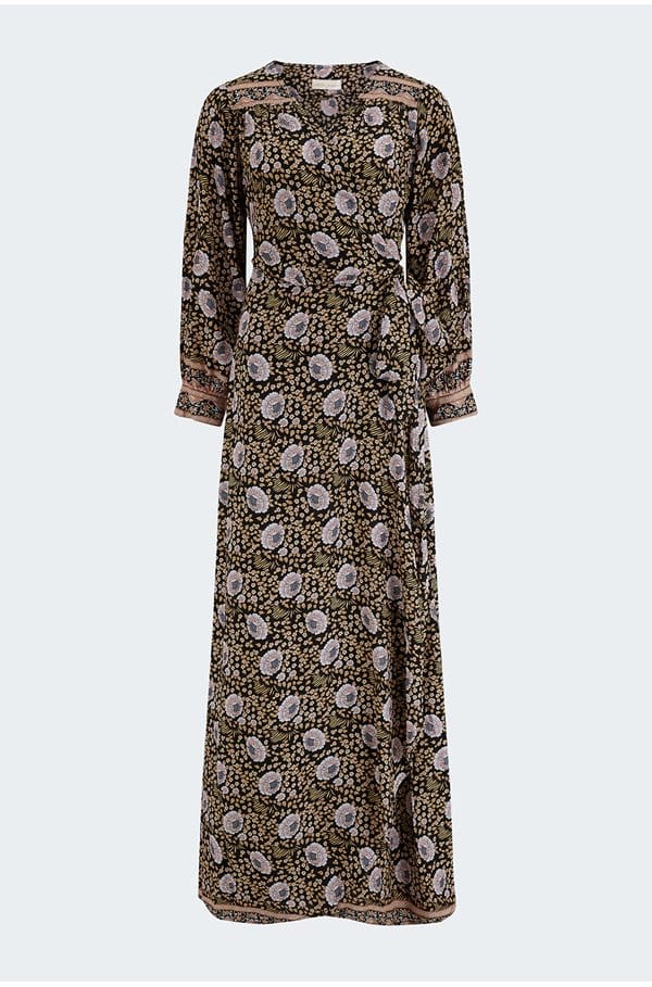 kate long sleeve dress in vintage fleur sepia