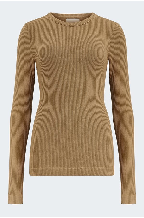 bina crew neck top in caramel