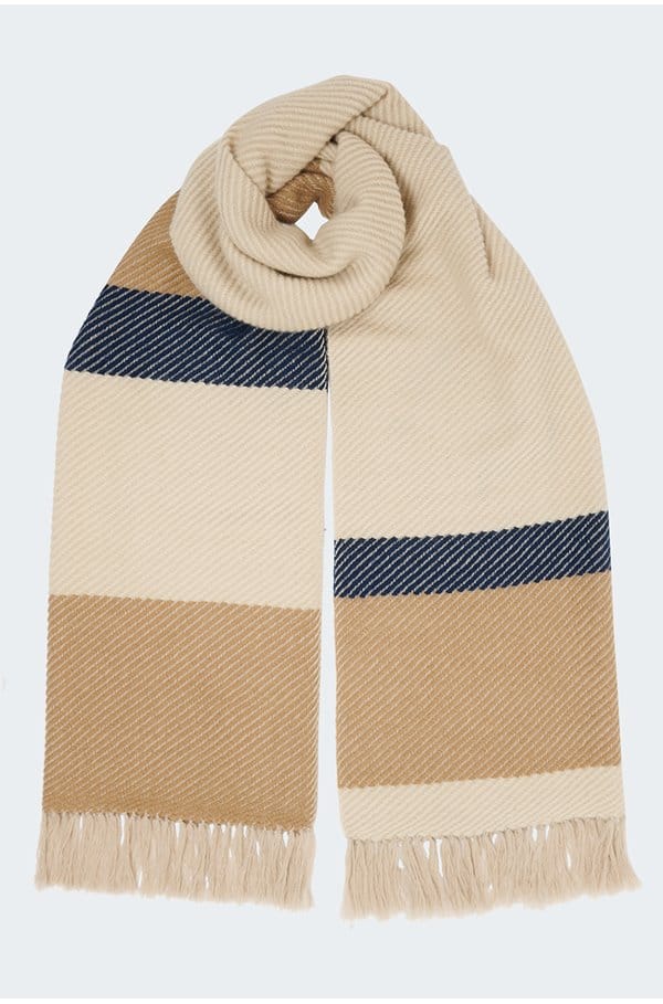 mica scarf in cream caramel navy