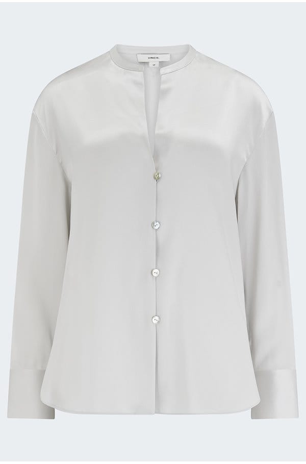 band collar blouse in salt glass