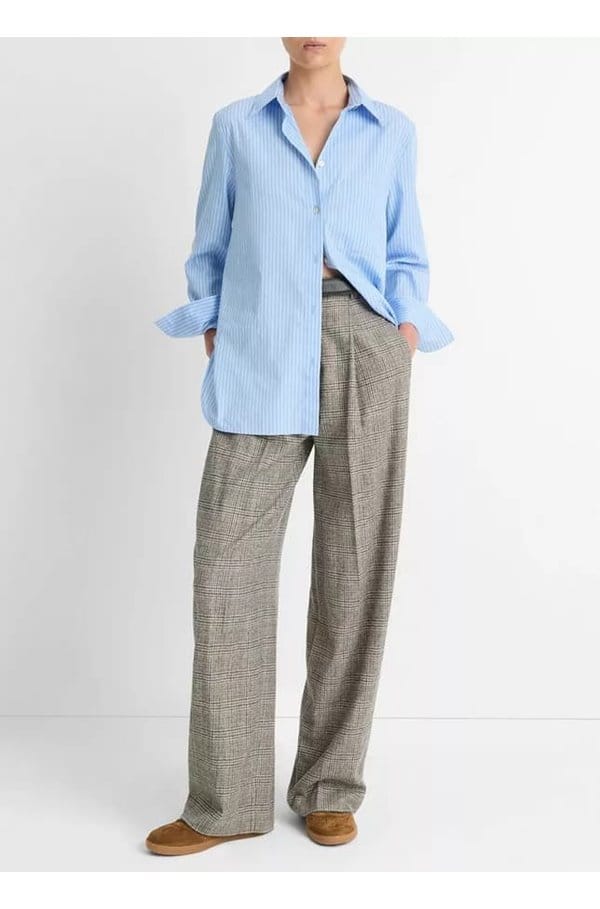 relaxed straight shirt in sky blue off white