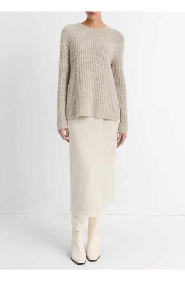 cashmere tunic sweater in biscuit donegal