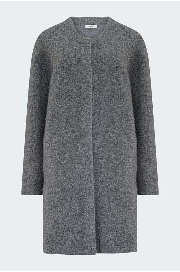 textured soft sculpt car coat in medium heather grey