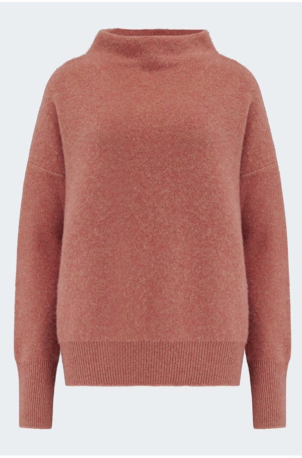 boiled funnel neck jumper in heather vintage rose