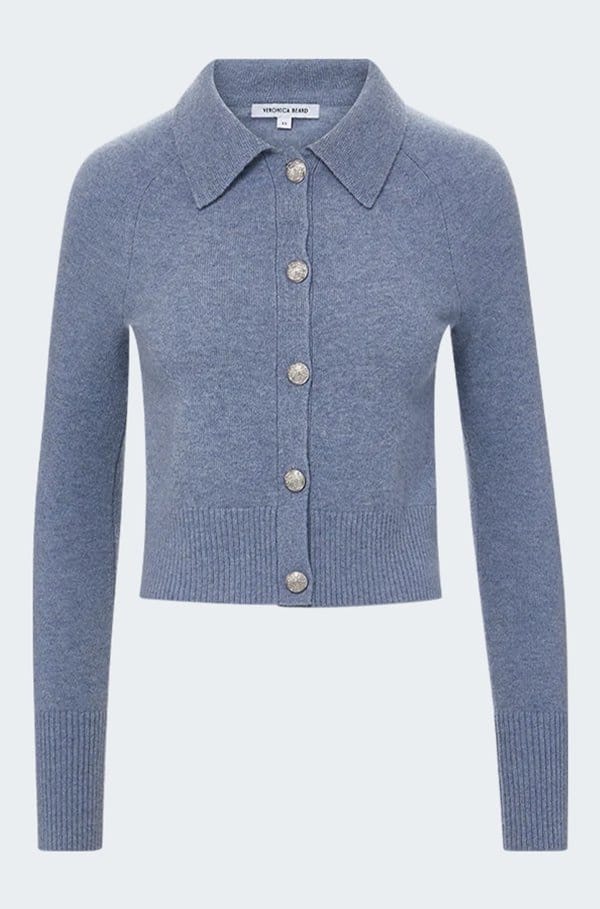 cheshire cashmere cardigan in smoke blue