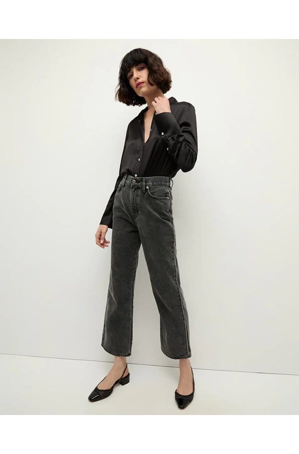 monique silk shirt in black