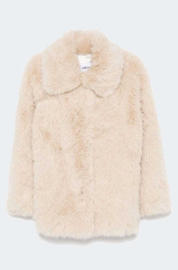 rosemary faux fur coat in sand