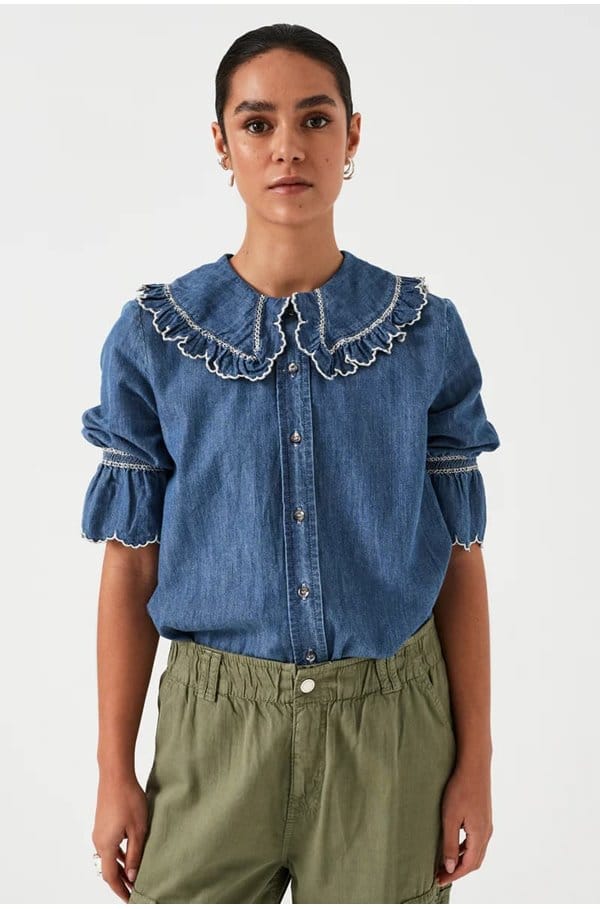 daisy blouse in indigo denim