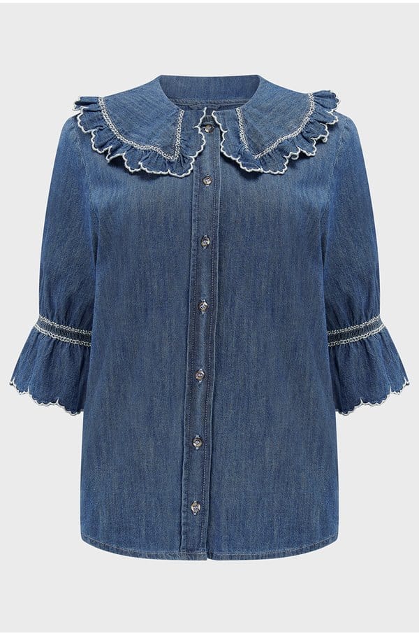 daisy blouse in indigo denim