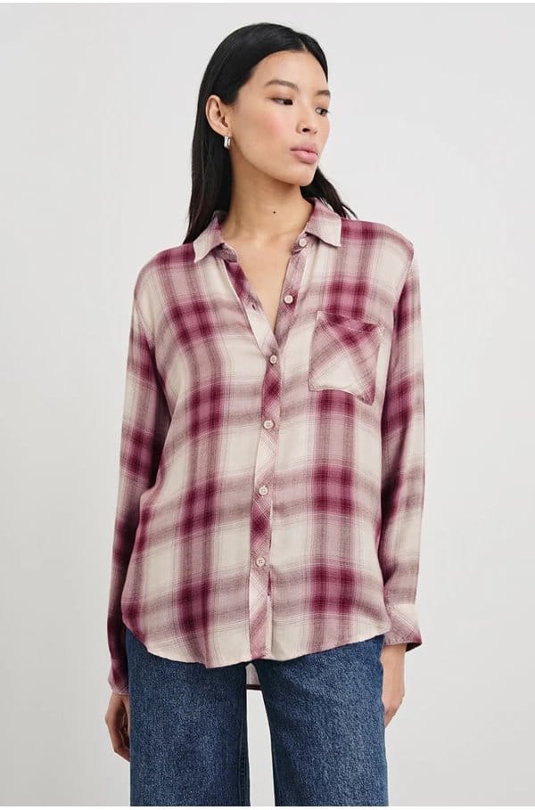 hunter shirt in faded plum ivory