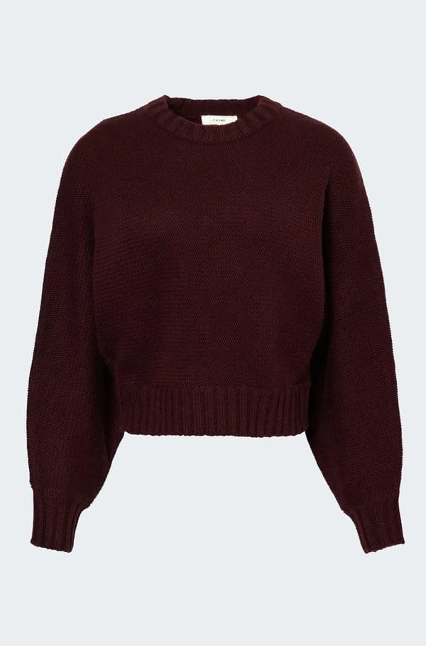 dolman crew sweater in burgundy