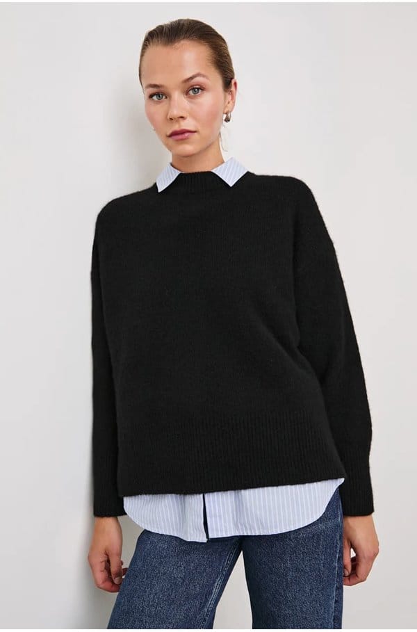 miranda crew neck sweater in black