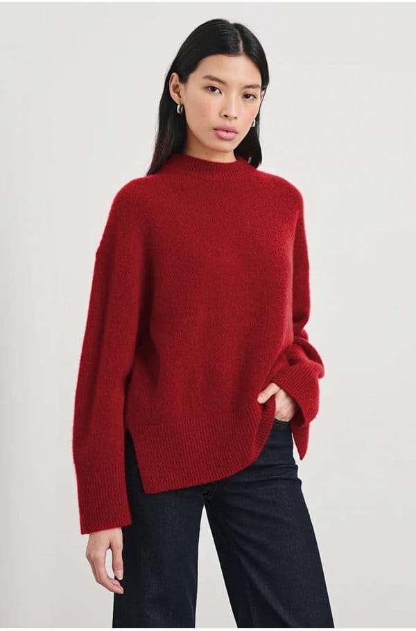 miranda crew neck sweater in merlot