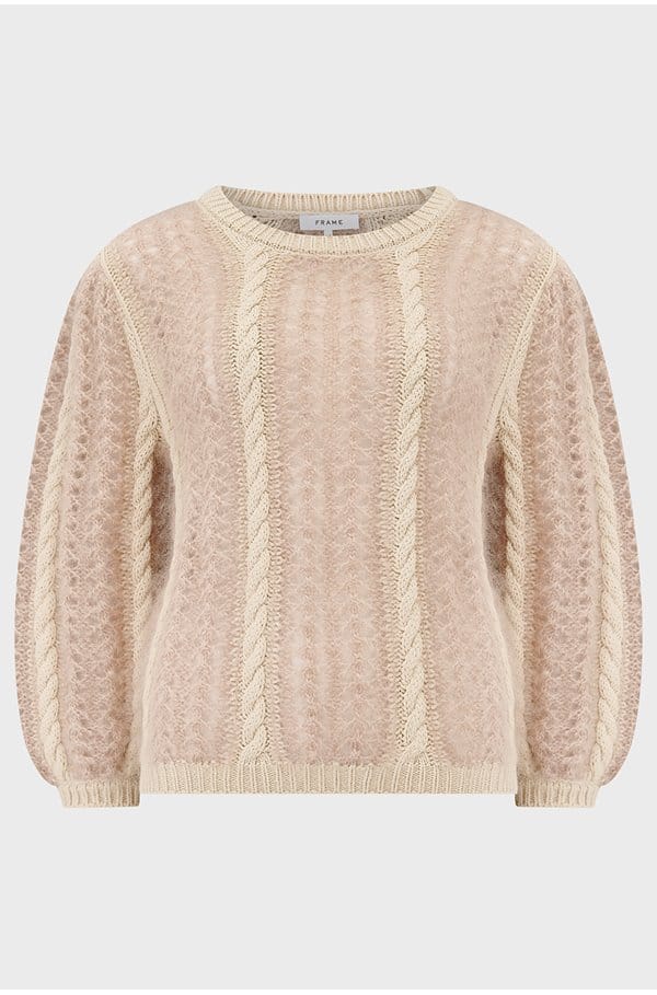 femme cable mix sweater in blush multi