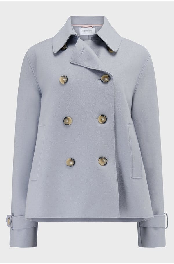 cropped trench in pearl grey 