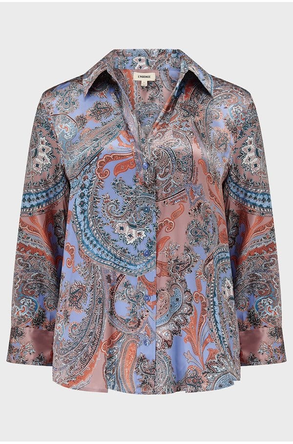 dani blouse in periwinkle multi french paisley