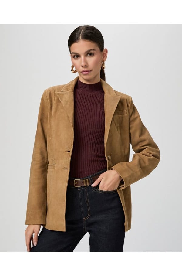 charli suede blazer in tobacco