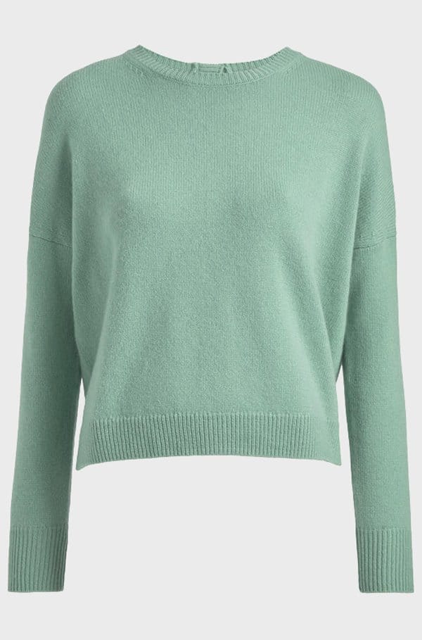 lainey back button jumper in sage green