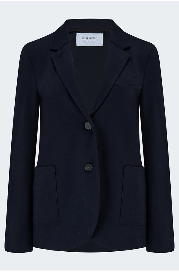 stand up collar blazer in navy