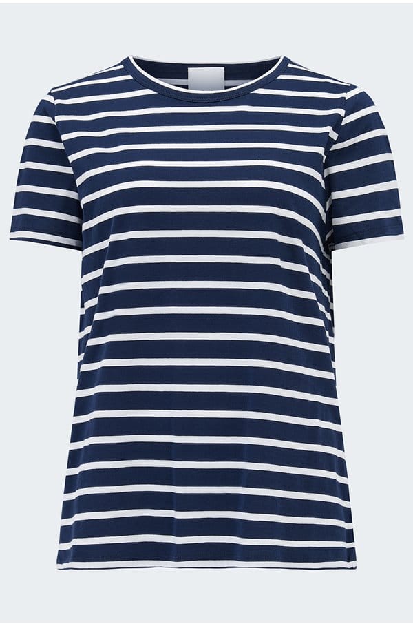 round neck t-shirt in navy white 