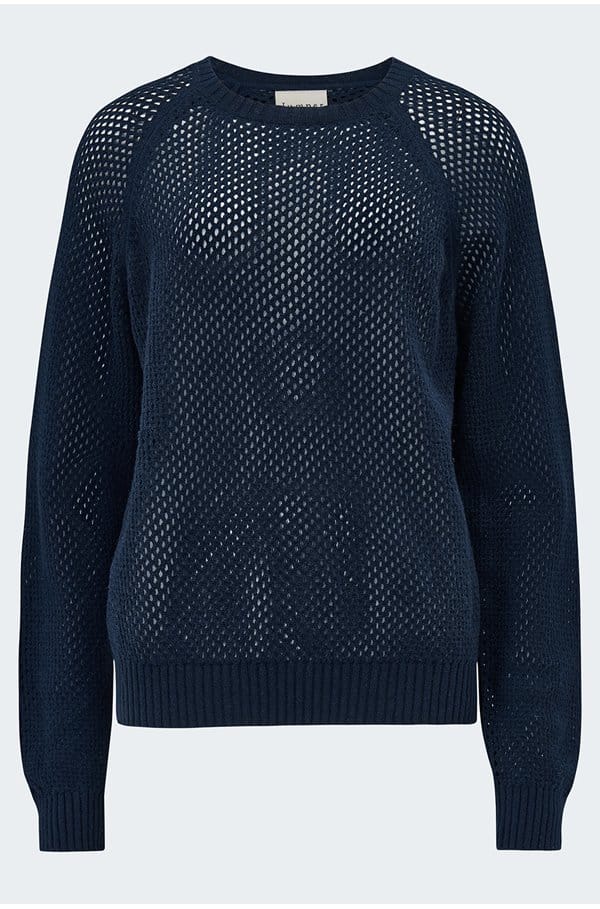 holey contrast sweat in navy