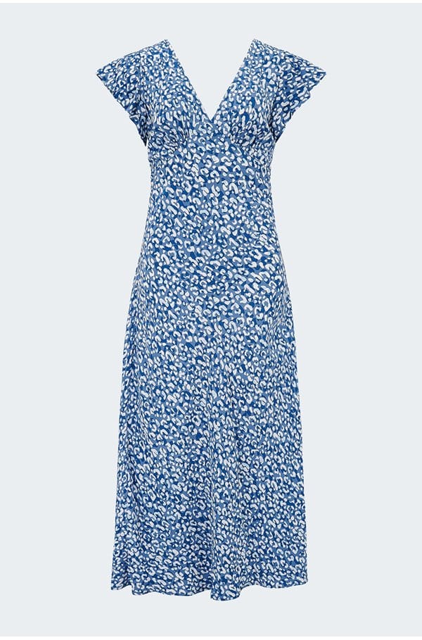 kenz dress in blue mix cheetah