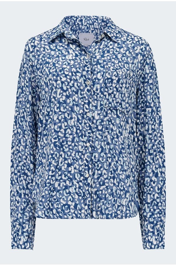 josephine shirt in blue mix cheetah