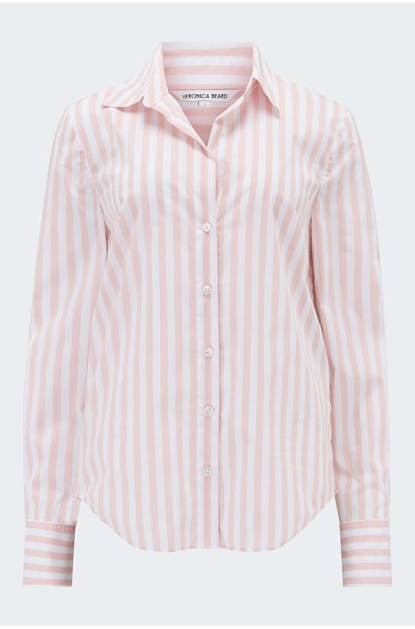 amelia shirt in pink shell white