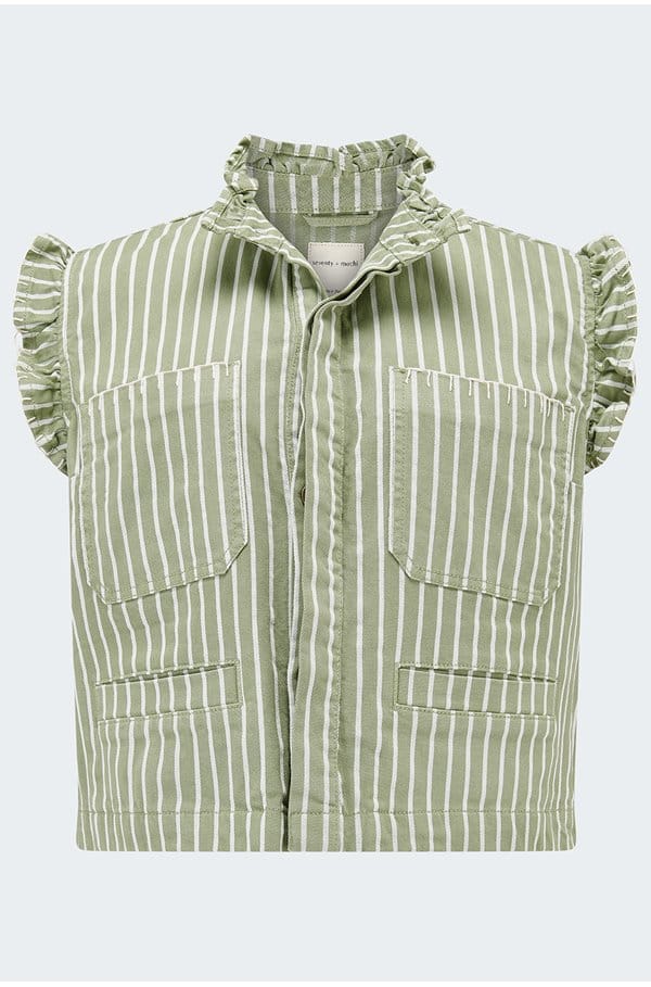 pablo waistcoat in vintage moss stripe