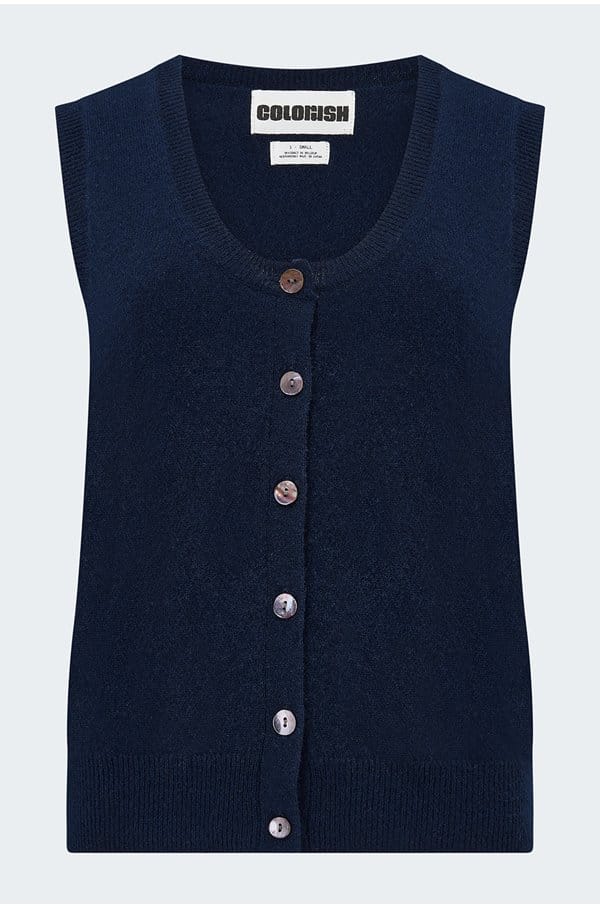 aly button tank in navy